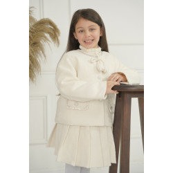 طقم كلاسيكي تنورة مع جاكيت ستراس ٧-١٢ سنة 