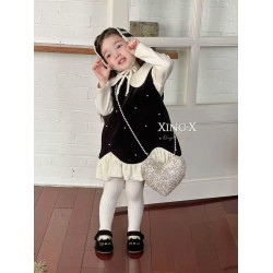 فستان مخمل ثلاث قطع ٢-٦ سنوات