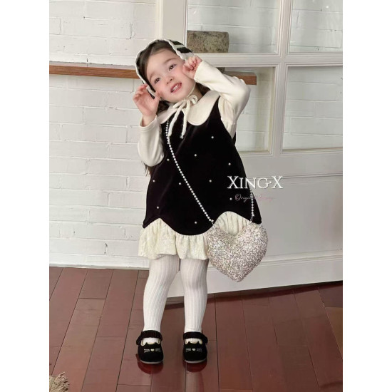 فستان مخمل ثلاث قطع ٢-٦ سنوات