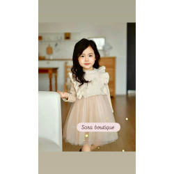 فستان الاميرات لون بيج ٤-٩ سنوات 