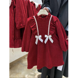 فستان مخملي فاخر مبطن من ٤-٩ سنوات 