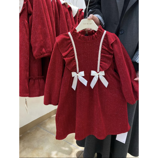 فستان مخملي فاخر مبطن من ٤-٩ سنوات 