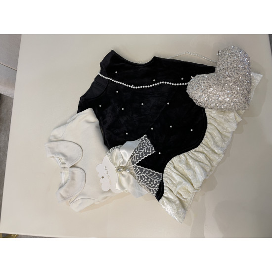 فستان مخمل ثلاث قطع ٢-٦ سنوات