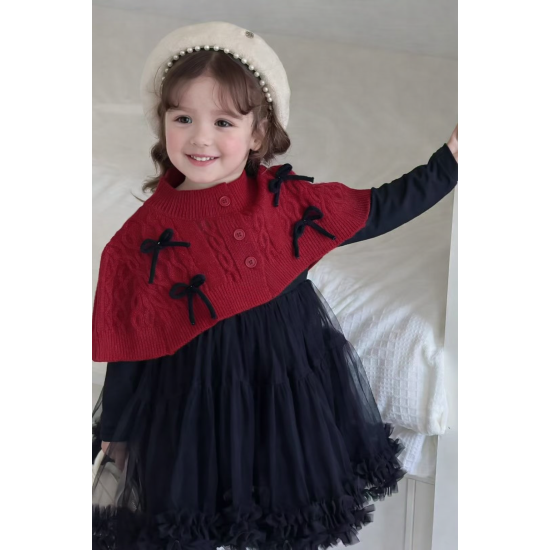 فستان الاميرات الفاخر من ٢-٦ سنوات مبطن مع كاب صوف