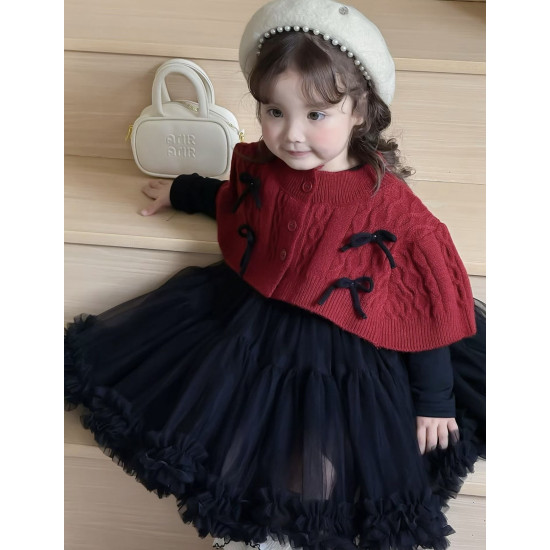 فستان الاميرات الفاخر من ٢-٦ سنوات مبطن مع كاب صوف