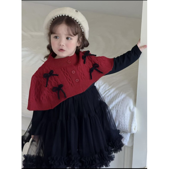 فستان الاميرات الفاخر من ٢-٦ سنوات مبطن مع كاب صوف