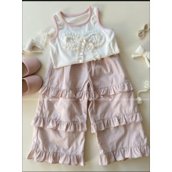 طقم صيفي انيق وبارد ٢-٦ سنوات لون بيج 