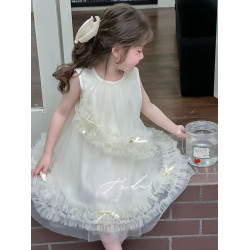 فستان بناتي فخم اللون البيج ٢-٦ سنوات 