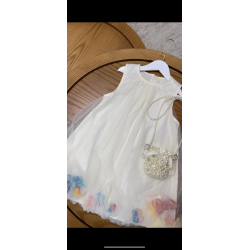 فستان بناتي سكري معبأ بالورود ٢-٦ سنوات