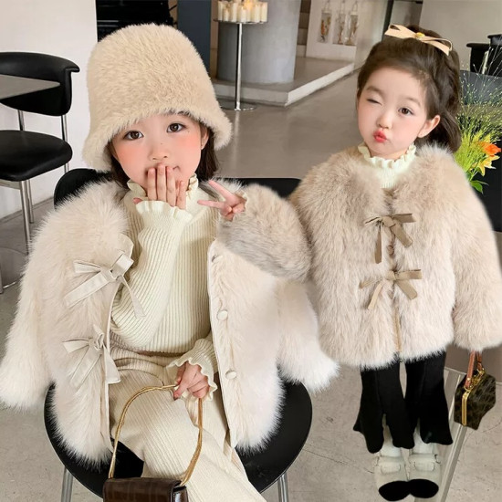 طقم  بناتي صوف مع جكيت فرو 