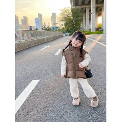 طقم صوف تريكو  لون بيج مع فست نفخ لون بني 