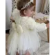 فستان الورد الانيق لون بيج فاتح ١-٥ سنوات