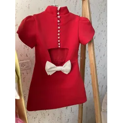 فستان احمر راقي 6-11 سنة