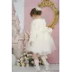فستان الورد لون بيج ١-٥ سنوات