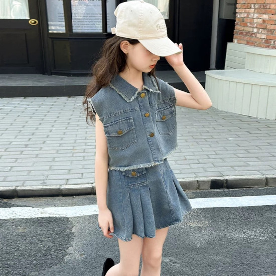 طقم بناتي جينز ماركة ٣-٦ سنوات 