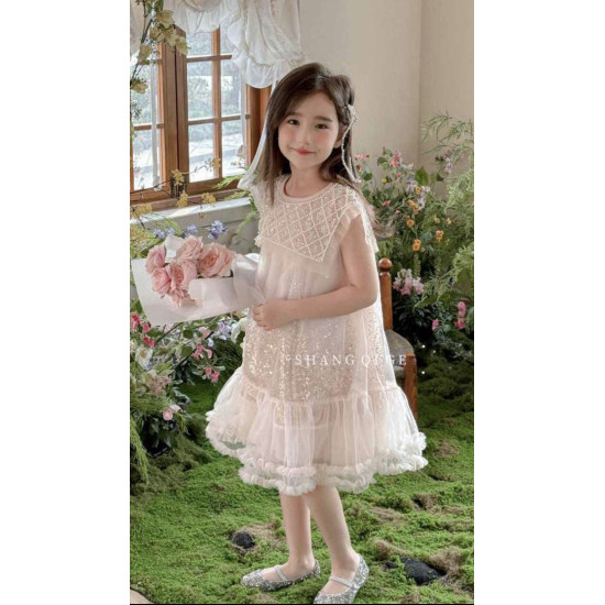 فستان انيق مزين بالترتر والخرز 4-8 سنوات 