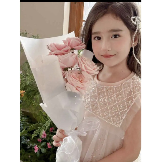 فستان انيق مزين بالترتر والخرز 4-8 سنوات 